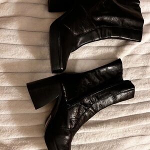 ASOS Black Leather Block Heel Ankle Boots